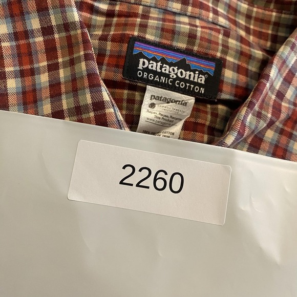 Patagonia Shirt Mens Medium Red Brown Plaid Long Sleeve Button Up Organic Cotton - Picture 9 of 9